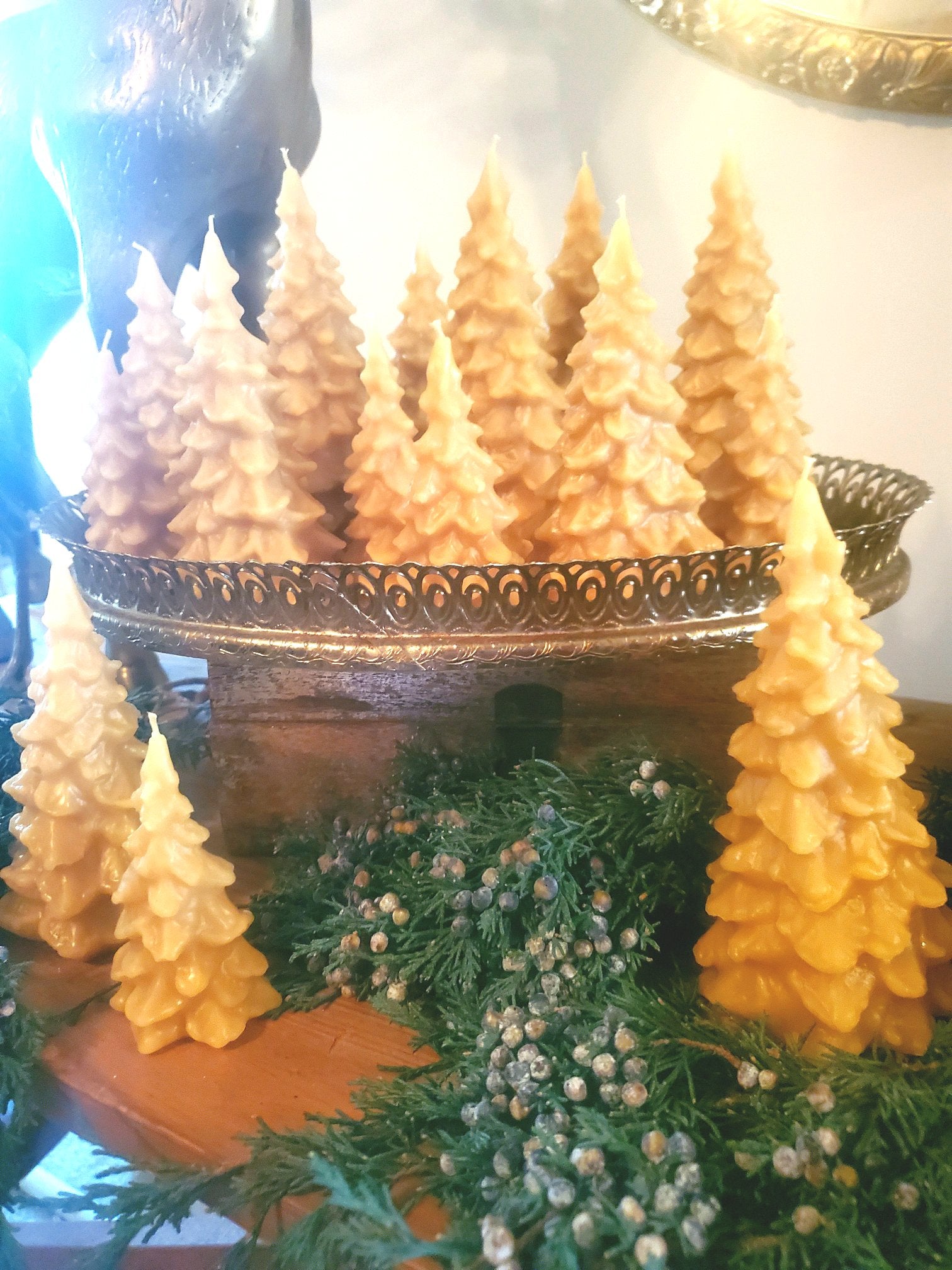 Set of 3 Beeswax Tree Candle Set