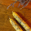 Hand Dipped Beeswax Taper Candle with Lavender Buds