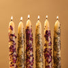 Hand Dipped Beeswax Taper Candle with Lavender Buds