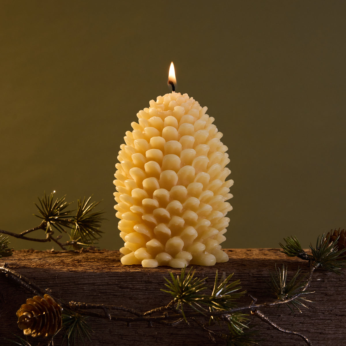 Large Pinecone Beeswax Candle