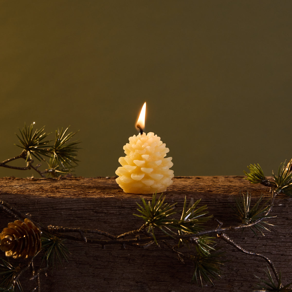 Small Pinecone Beeswax Candle