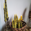 Hand Dipped Beeswax Taper Candle with Lavender Buds