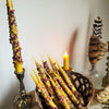 Hand Dipped Beeswax Taper Candle with Rose Petals