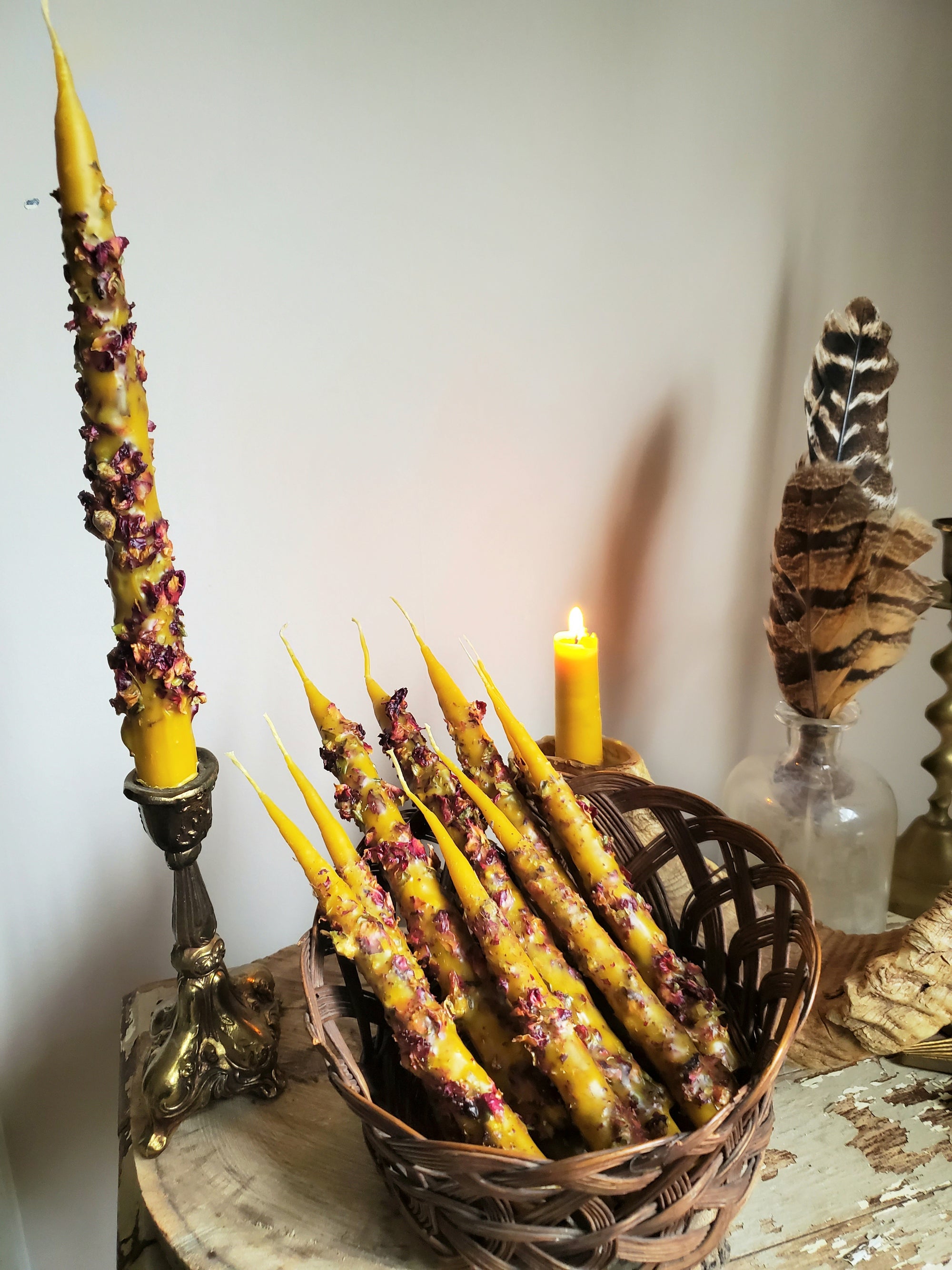 Wholesale Pair of Hand-Dipped Beeswax Taper Candles for your store - Faire