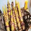 Hand Dipped Beeswax Taper Candle with Rose Petals
