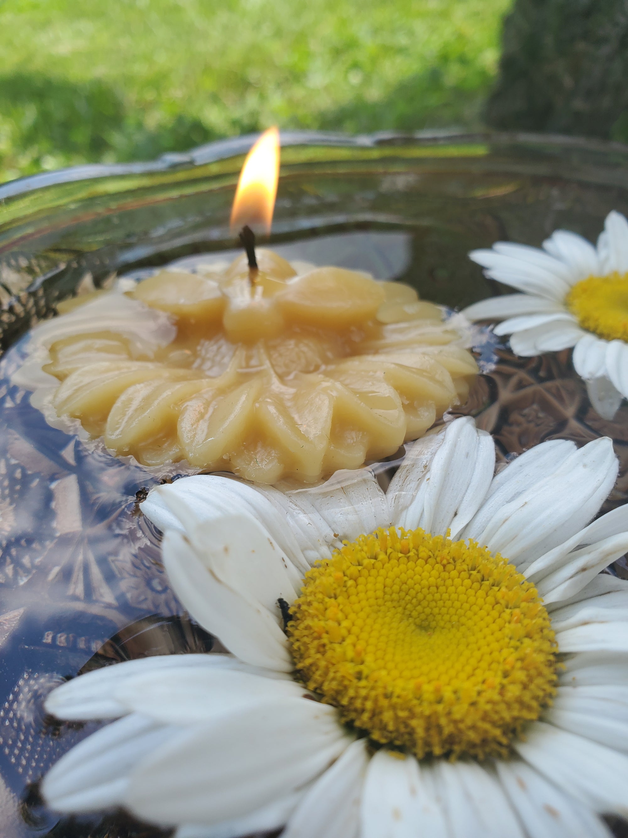 Bee and Flower Beeswax Candle